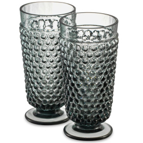 2 бокала для воды Klimchi Grey Smoke Hobnail Goblet Set 41013A/300-36/27