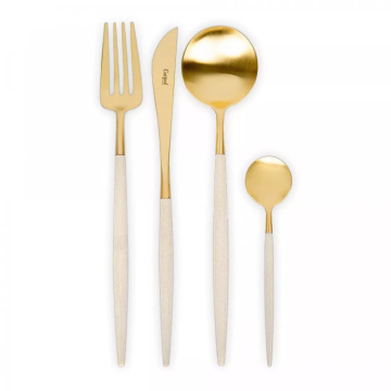 Набор столовых приборов Cutipol Goa Ivory Matte Brushed Gold Plated GO.006.IVGB