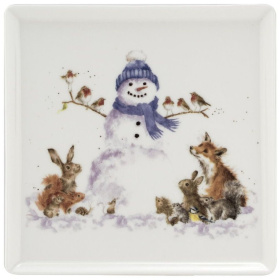 Тарелка десертная Royal Worcester Wrendale Designs Snowman Square Plate WNQA4095-XG