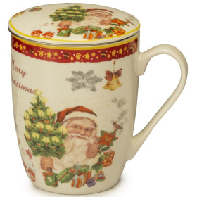 Кружка с ситечком и крышкой Lamart Noel Santa Surprise 22383