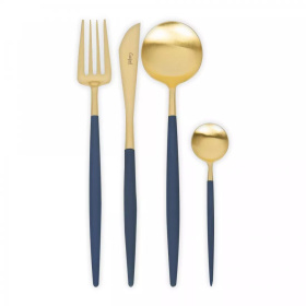 Набор столовых приборов Cutipol Goa Blue Matte Brushed Gold Plated GO.006.BLEGB