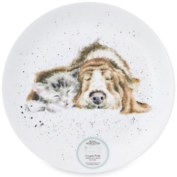 Тарелка десертная Royal Worcester Wrendale Designs Dog & Cat Nap Coupe Plate (арт. WNSM5658-XL)