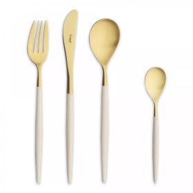 Набор столовых приборов Cutipol Mio Ivory Matte Brushed Gold Plated MI.006.IVGB