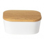 Емкость для масла Casafina Ensemble Butterdish Rectangular with Oak Lid DX161-WHI. фото 1