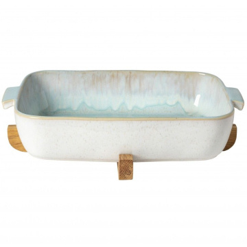 Форма для запекания с подставкой Casafina Eivissa Baker Rectangular with Oak Wood Trivet CPR402-SEA