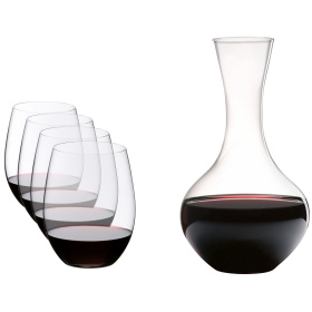 4 бокала для красного вина и декантер RIEDEL O Wine Tumbler Cabernet/Merlot Set 5414/30