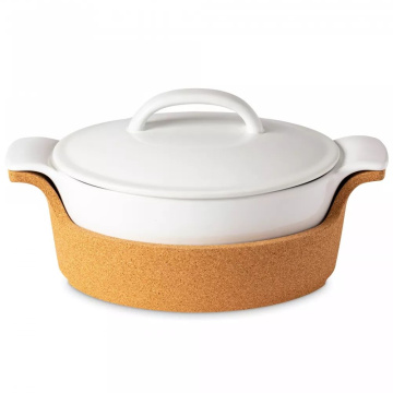 Форма для запекания с подставкой Casafina Ensemble Oval Covered Casserole with Cork Tray DH301-WHI