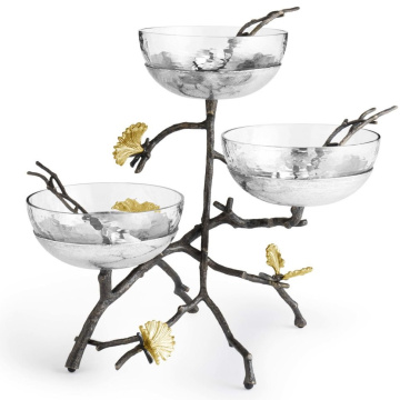 Чаши с ложками на подставке Michael Aram Butterfly Ginkgo Triple Bowl Set w/Spoons 175795