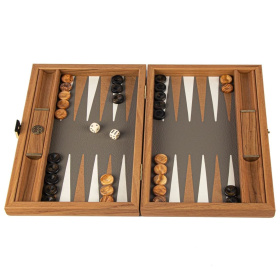Нарды Manopoulos Premium Leatherette Grey Beige Ostrich Tote Backgammon Set BDE3OST