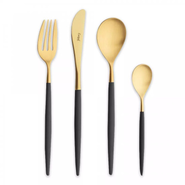 Набор столовых приборов Cutipol Mio Black Matte Brushed Gold Plated MI.006.GB