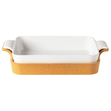 Форма для запекания с подставкой Casafina Ensemble Baker Rectangular with Cork Tray (арт. DR391-WHI)