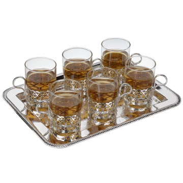 Набор стаканов с подстаканниками Queen Anne 6 Tea Glasses on Tray (арт. 0/6324)