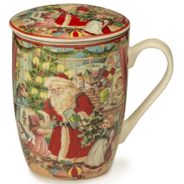 Кружка с ситечком и крышкой Lamart Noel Santa (арт. 22382)