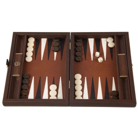 Нарды Manopoulos Premium Handcrafted Leatherette Caramel Brown Backgammon Set BDE3ABR