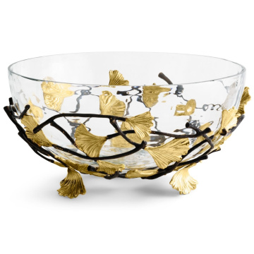 Чаша на подставке Michael Aram Golden Ginkgo Medium Glass Bowl (арт. 132106)