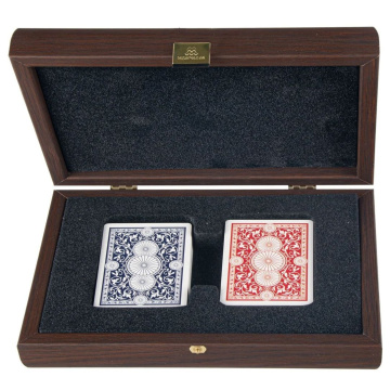 Набор игральных карт Manopoulos Luxury Caramel Leatherette Wooden Case CDE20