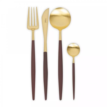 Набор столовых приборов Cutipol Goa Brown Matte Brushed Gold Plated GO.006.BGB