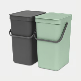 Комплект ведер для мусора Brabantia Sort & Go Built-in Bin Jade Green & Grey Set 214448