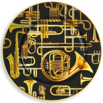 Тарелка обеденная Seletti Porcelain Plate Trumpets Gold Border 16913
