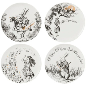 4 десертные тарелки KitchenCraft Victoria And Albert Alice In Wonderland Side Plates Set 5200020