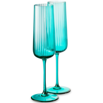 2 бокала для шампанского Anna Von Lipa Ripple Aperitive Glass Turquoise 190 мл (арт. AVL-653-15)