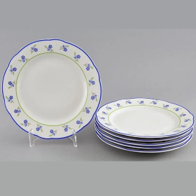 Набор из 6 десертных тарелок Leander Mary-Anne Modré Květiny 03160319-0887
