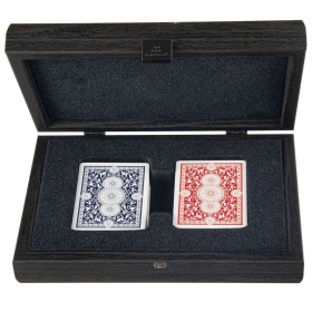 Набор игральных карт Manopoulos Luxury Dark Grey Leatherette Wooden Case CDE10
