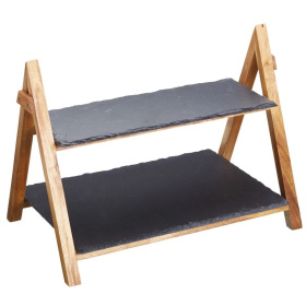Блюдо двухъярусное KitchenCraft Artesa 2 Tier Slate & Wood Serving Stand ART2TSERVE